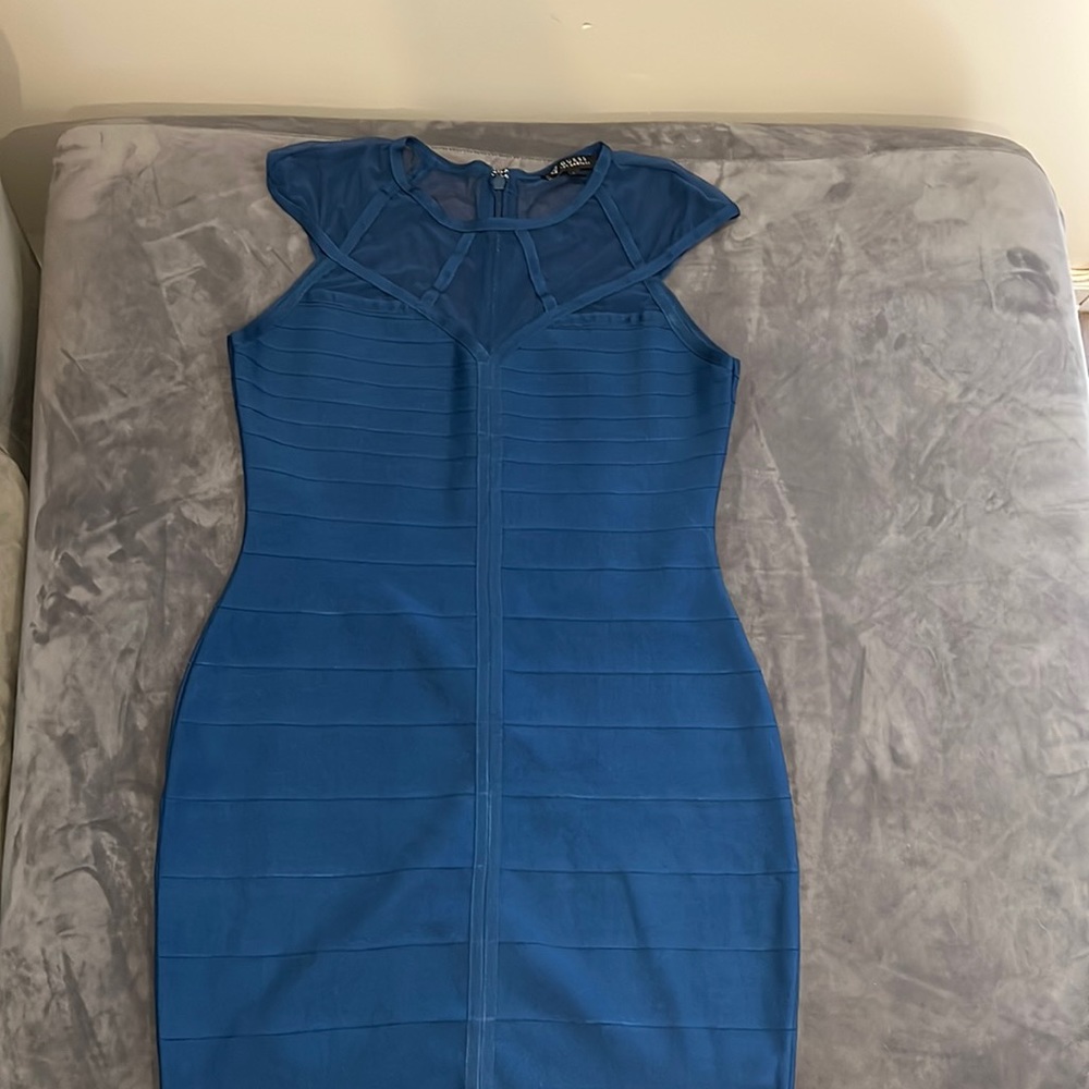 Guess blue body con dress